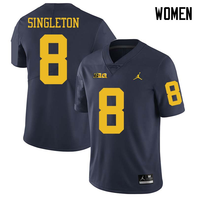 Jordan Brand Women #8 Drew Singleton Michigan Wolverines College Football Jerseys Sale-Navy